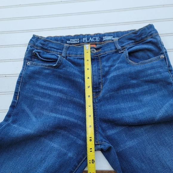 Place Boys Adjustable Waist Stretch Straight Denim Blue Jeans 30x26 Sz 14 - Picture 8 of 10